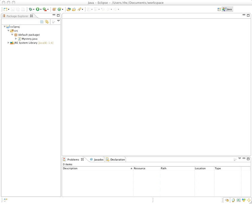Picture Eclipse Workspace with Default Package